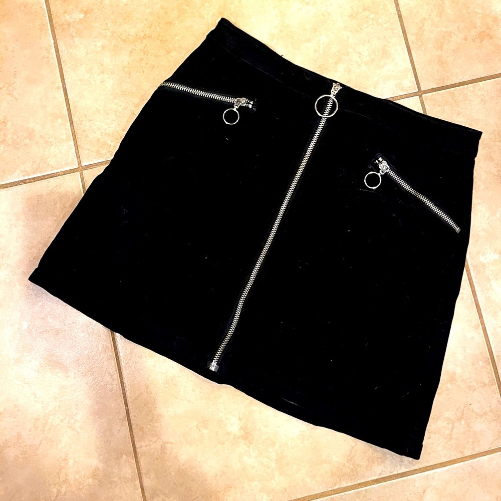 Black Zippered Mini Skirt